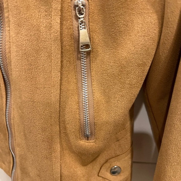 Women's Suede Jacket Size Medium Tan Beige Brown - Picture 3 of 9